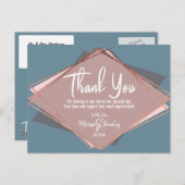Roos Gold Dusty Blue Mauve Geometric Bedankt Briefkaart (Voorkant / Achterkant)