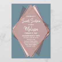 Roos Gold Dusty Blue Mauve Geometric Sweet 16