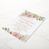 Roos Gold Dusty Green Floral Wedding Folie Uitnodiging (Gedraaid)