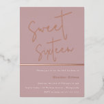 Roos Gold Dusty Mauve Pink Modern Sweet 16 Folie Uitnodiging<br><div class="desc">Roos Gold Dusty Mauve Pink Modern Sweet 16 Folie Uitnodiging Bekijk andere uitnodigingen in onze niche en nestwinkel</div>