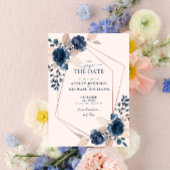 Roos Gold Dusty Pink Navy Floral Save the Date