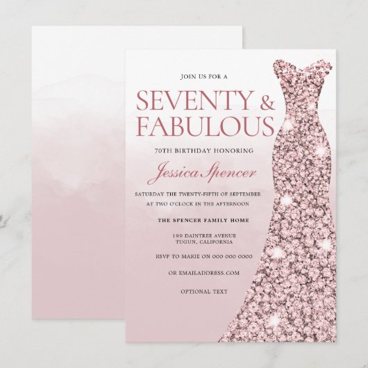 Roos Gold Dusty Roos Roze vrouwen 70e verjaardag Kaart (Voorkant / Achterkant)