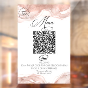 *~* Roos Gold Eatery Diner Food Logo QR  Raamsticker