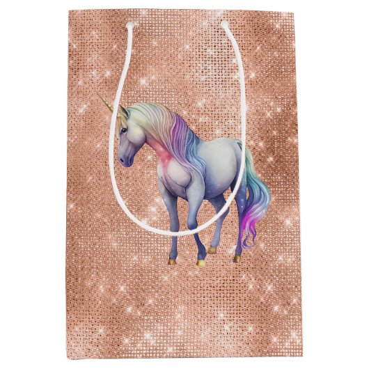 Roos Gold Eenhoorn Sparkle Medium Cadeauzakje (Voorkant)