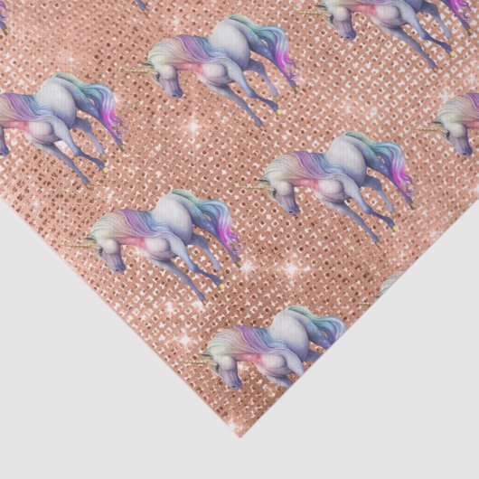 Roos Gold Eenhoorn Sparkle Tissuepapier (Detail)