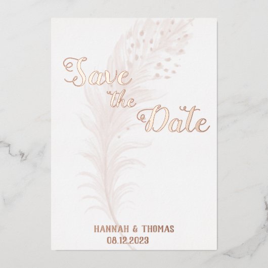 Roos Gold eenvoudig en elegant Folie Uitnodiging (Voorkant)