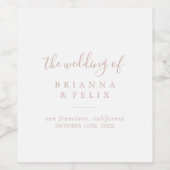 Roos Gold Eenvoudige minimalistische bruiloft wijn Wijn Etiket (Enkel label)