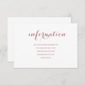 Roos Gold Eenvoudige moderne bruiloft informatie Informatiekaartje (Voorkant / Achterkant)