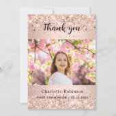 Roos Gold eerste communie foto dank u kaart (Voorkant)