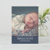 Roos Gold Effect Baby's Breath Baby Foto Geboorte Aankondiging (Staand voorkant)