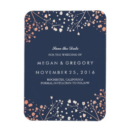 Roos Gold Effect Baby's Breath Save the Date Magneet