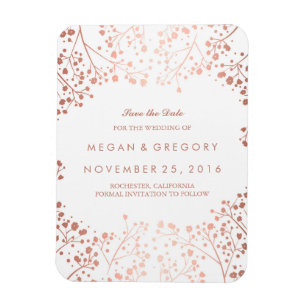 Roos Gold Effect Baby's Breath Save the Date Magneet