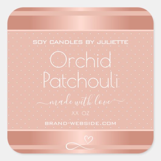 Roos Gold Effect Roze Soy Candles Packaging Labels (Voorkant)