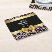 Roos Gold Egypt Geometrische Gouden Boog Gelukkig  Kartonnen Onderzetters (Schuin)