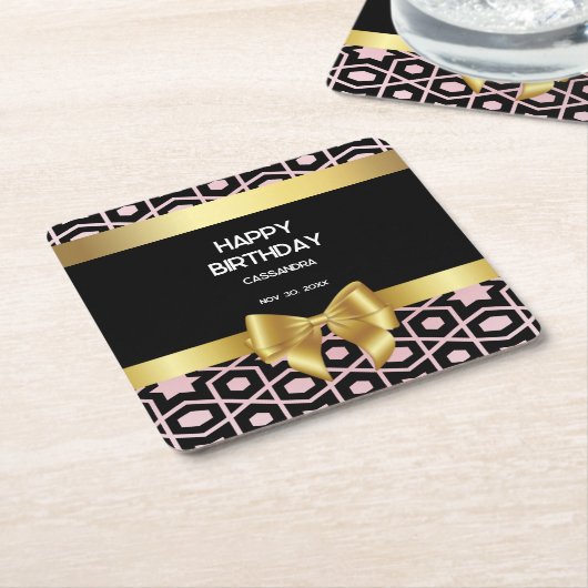 Roos Gold Egypt Geometrische Gouden Boog Gelukkig Kartonnen Onderzetters (Schuin)