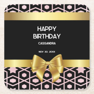 Roos Gold Egypt Geometrische Gouden Boog Gelukkig  Kartonnen Onderzetters