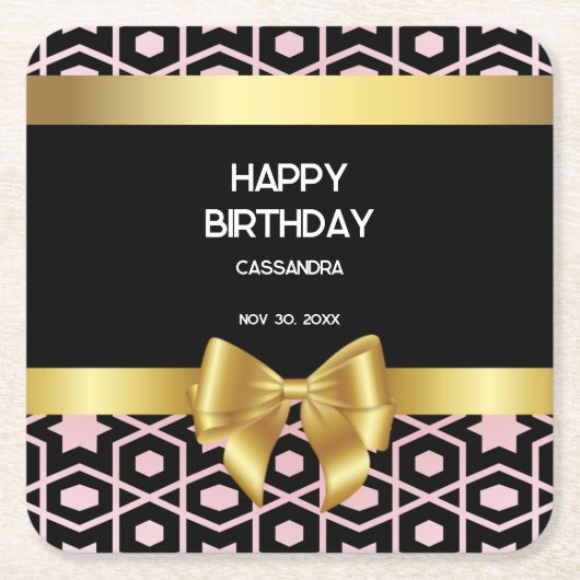 Roos Gold Egypt Geometrische Gouden Boog Gelukkig  Kartonnen Onderzetters (Voorkant)