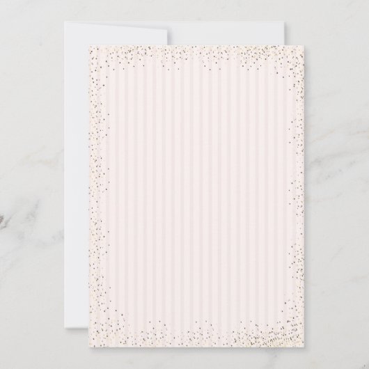 Roos Gold Eiffeltower Confetti Stripe Quinceanera Kaart (Achterkant)