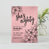 Roos Gold Elegant 80ste Verjaardagsfeest Kaart (Staand voorkant)