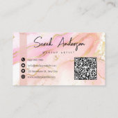 Roos Gold Elegant Abstracte Waterverf Visitekaartje (Achterkant)