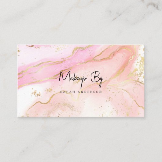 Roos Gold Elegant Abstracte Waterverf Visitekaartje (Voorkant)