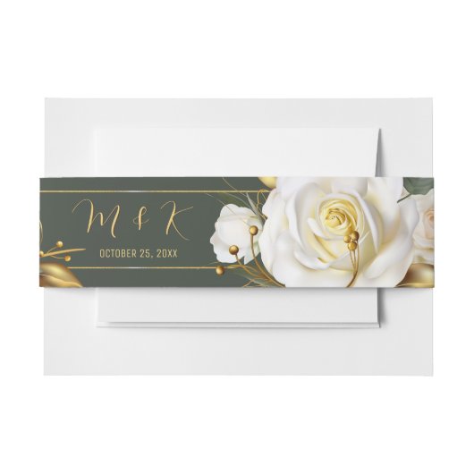 Roos Gold Elegant Bloemen Bruiloft Uitnodiging Uitnodigingen Wikkel (Voorkant Voorbeeld)