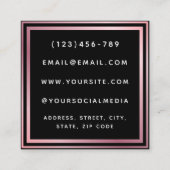 Roos Gold Elegant Butterfly Estheticiaans Klassiek Vierkante Visitekaartje (Achterkant)