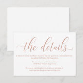 Roos Gold Elegant Calligraphy Information Informatiekaartje (Voorkant / Achterkant)