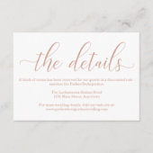 Roos Gold Elegant Calligraphy Information Informatiekaartje (Voorkant)