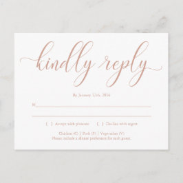 Roos Gold Elegant Calligraphy RSVP Briefkaart