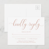 Roos Gold Elegant Calligraphy RSVP Briefkaart (Voorkant / Achterkant)