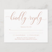 Roos Gold Elegant Calligraphy RSVP Briefkaart (Voorkant)