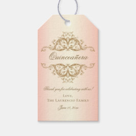 Roos Gold Elegant Damask Quinceanera Party Favor Cadeaulabel
