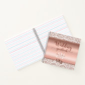 Roos Gold Elegant Damask Wedding Guest Book Notitieboek (Binnen)