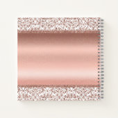 Roos Gold Elegant Damask Wedding Guest Book Notitieboek (Achterkant)