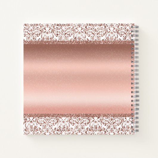 Roos Gold Elegant Damask Wedding Guest Book Notitieboek (Achterkant)