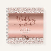 Roos Gold Elegant Damask Wedding Guest Book Notitieboek (Voorkant)