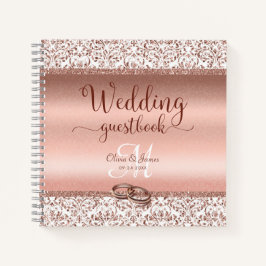 Roos Gold Elegant Damask Wedding Guest Book Notitieboek