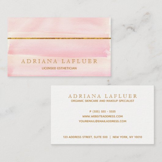 Roos Gold Elegant Day Spa en Salon Pink Visitekaartje (Voorkant / Achterkant)