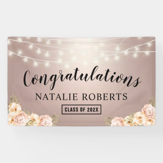 Roos Gold Elegant Floral Gradual Party Spandoek (Horizontaal)