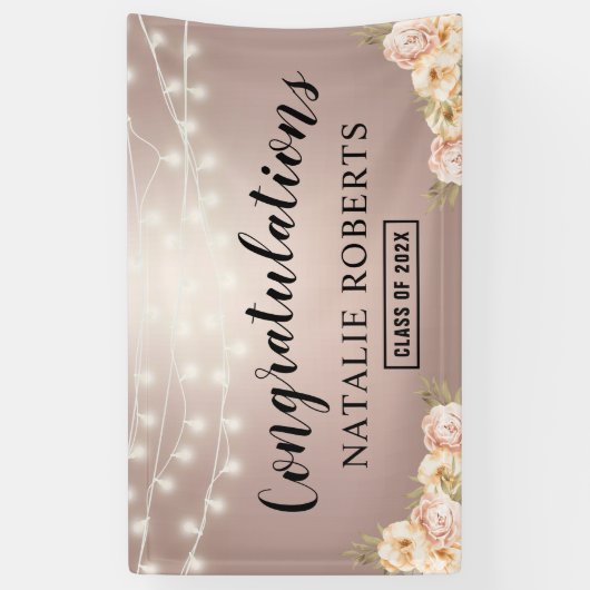 Roos Gold Elegant Floral Gradual Party Spandoek (Verticaal)