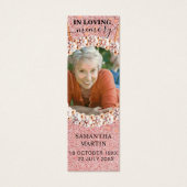 Roos Gold Elegant Foto Memorial Funeral Bladwijzer Mini Visitekaartjes (Voorkant)