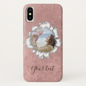 Roos Gold Elegant Gepersonaliseerde Fototekst Case-Mate iPhone Case (Achterkant)