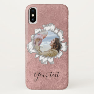 Roos Gold Elegant Gepersonaliseerde Fototekst Case-Mate iPhone Case