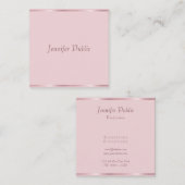 Roos Gold Elegant Hand Script Sjabloon Moderne Vierkante Visitekaartje (Voorkant / Achterkant)