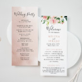 Roos Gold Elegant Herfst Flowers Wedding Programmakaart