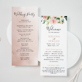 Roos Gold Elegant Herfst Flowers Wedding Programmakaart
