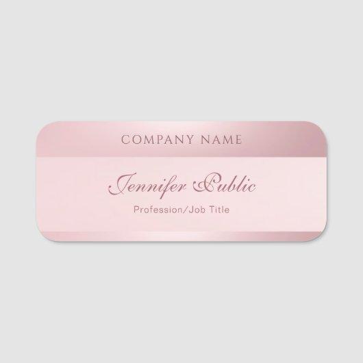 Roos Gold Elegant Kalligrafie Script Naam Sjabloon Naamplaatje (Voorkant)