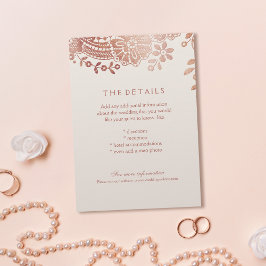 Roos Gold Elegant Lace Wedding Details Kaart