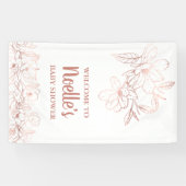 Roos Gold Elegant Magnolia Flowers, Baby shower Spandoek (Horizontaal)